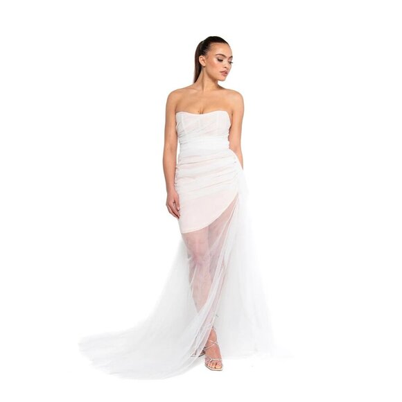 The Bar Cleo Gown in Blanc 4 New Womens Wedding Maxi Dress - Picture 14 of 15